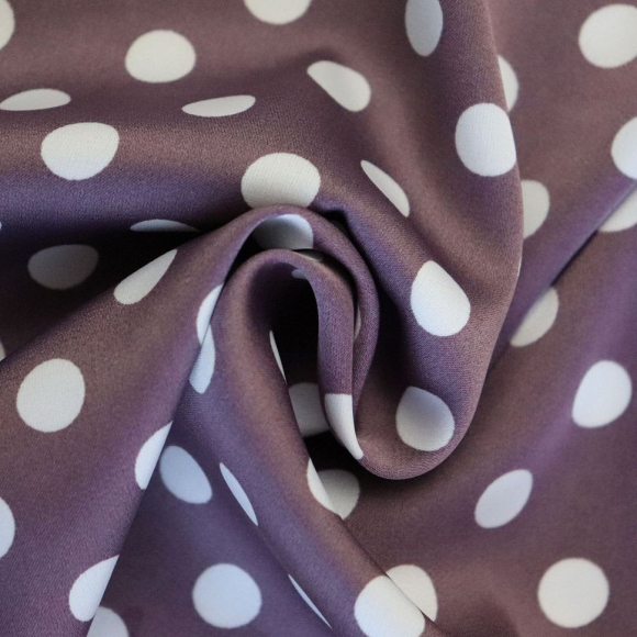 Ткань шелк Армани в горошек 90г/м? 97% полиэстер, 3% спандекс шир.145см арт.Р.19160.02 цв.02 лиловый рул.30м