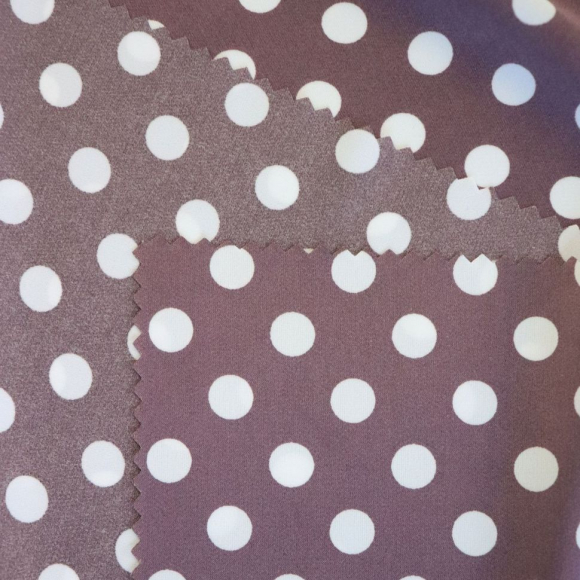 Ткань шелк Армани в горошек 90г/м? 97% полиэстер, 3% спандекс шир.145см арт.Р.19160.02 цв.02 лиловый рул.30м