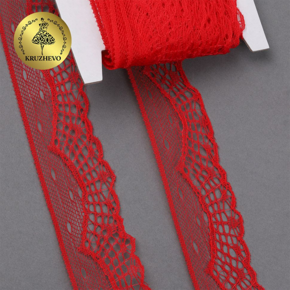 Кружево-трикотаж KRUZHEVO арт.TBY 1667 шир.30мм цв.03 красный, уп.27,4м