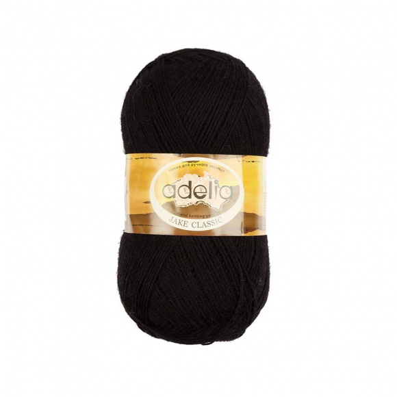 Пряжа ADELIA JAKE CLASSIC (75% шерсть, 25% нейлон) 5х100г/410м цв.02 чёрный Пряжа ADELIA JAKE CLASSIC (75% шерсть, 25% нейлон) 5х100г/410м цв.02 чёрный