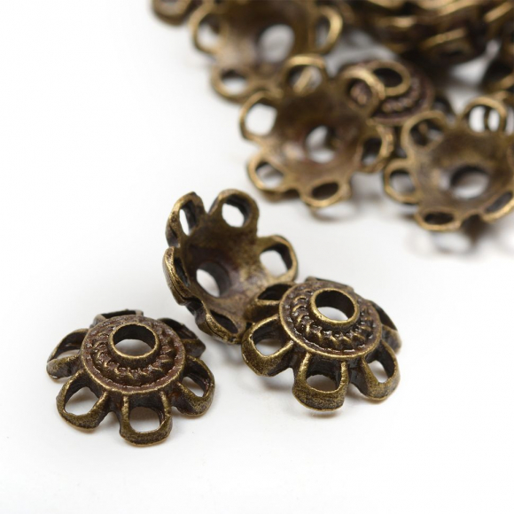 Шапочки для бусин MAGIC 4 HOBBY арт.MH.111941-4 цв. бронза 10мм уп.50 шт