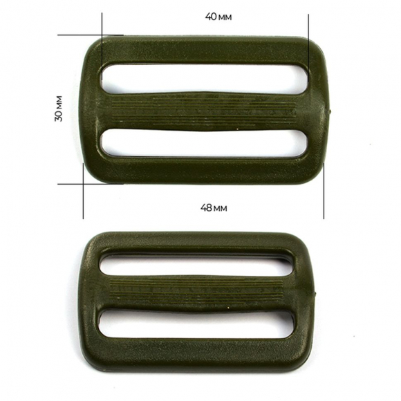 Пряжка регулятор двухщелевая 40мм TN40А цв.темный хаки нагрузка 80 кг уп.50 шт