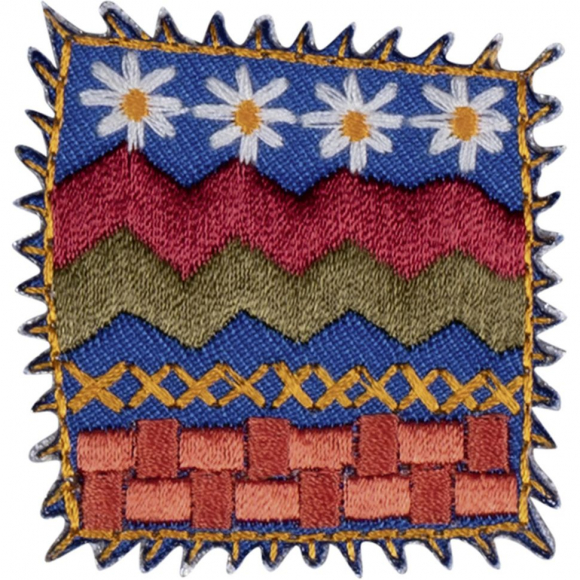 Термоаппликация "Квадрат с узорами голубой"