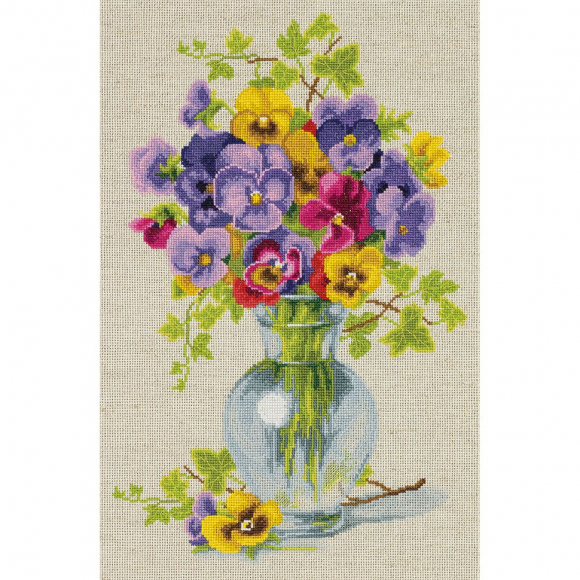 Набор для вышивания PANNA арт. C-7155 Букет с анютиными глазками 26х39 см