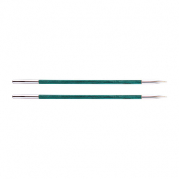 29273 Knit Pro Спицы съемные для вязания Royale 3,5мм для длины тросика 20см, ламинированная береза, аквамариновый, 2шт