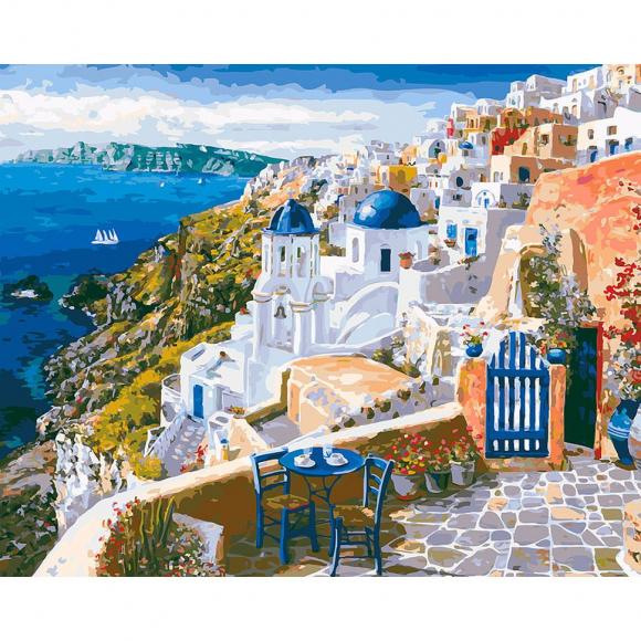 Картины по номерам Белоснежка арт.БЛ.254-AB Санторини 40х50 см