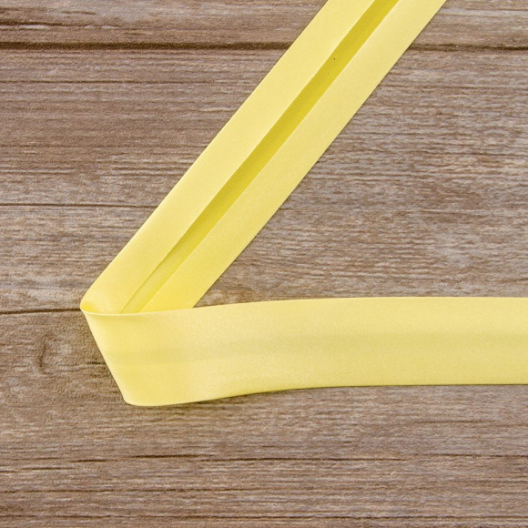 Косая бейка атласная 30 мм, 25 м, цвет 09, светло-желтый