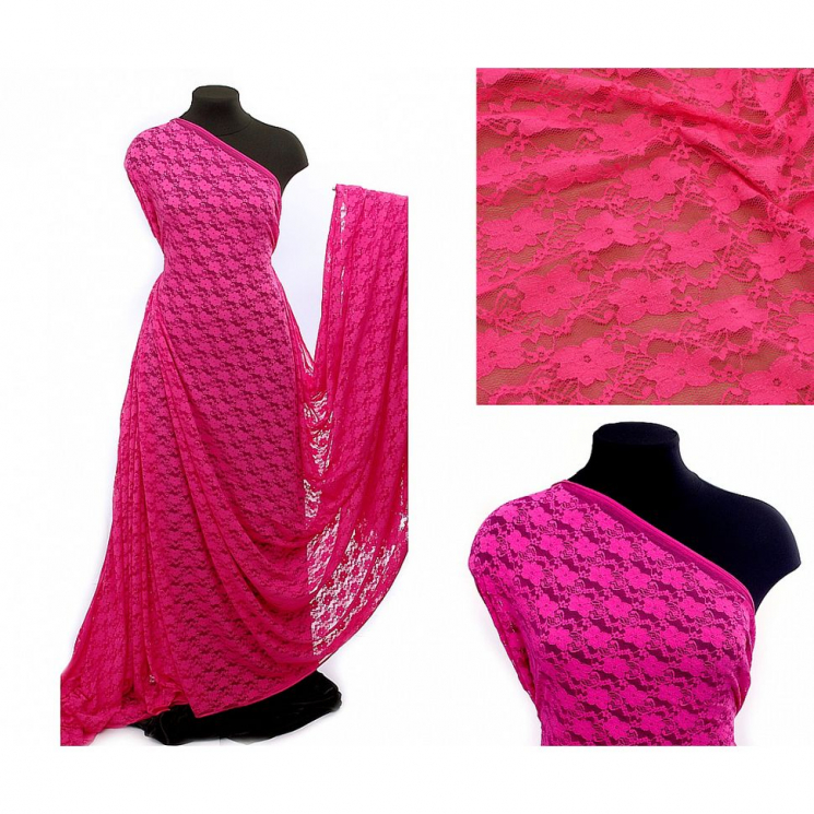 Кружевная ткань стрейч арт.TBY.M903 шир.150см 100 г/м? цв.312 фуксия уп.22,86м