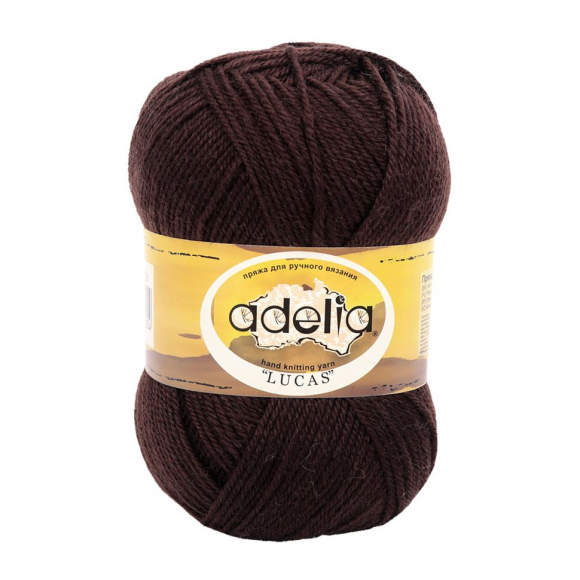 Пряжа ADELIA LUCAS (70% шерсть, 30% акрил) 5х100г/218м цв.30 т.коричневый