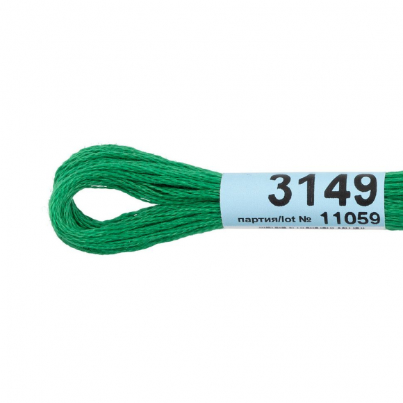 Нитки для вышивания Gamma мулине (3071-3172) 100% хлопок 24 x 8 м цв.3149 т.зеленый