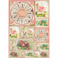 74838_Карта для декупажа "Розы и часы"