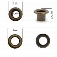 Люверсы сталь New Star №2 (? 4,4мм, h 5,42мм) цв. антик уп. 5000шт