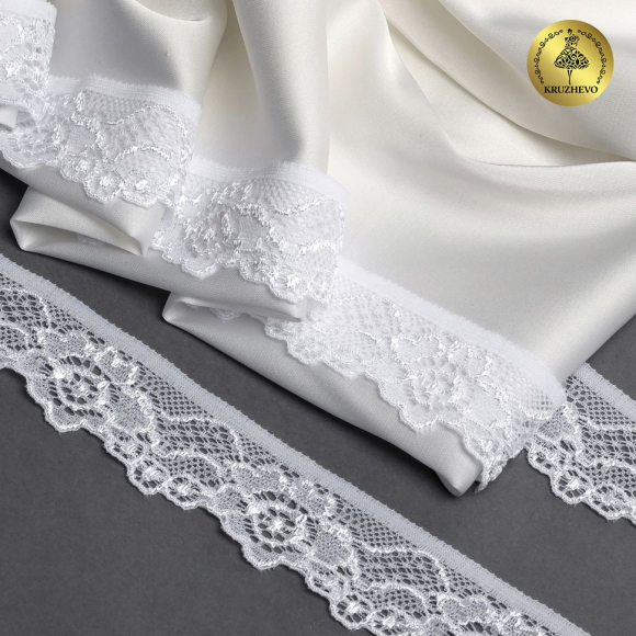 Кружево-стрейч KRUZHEVO арт.TBY.L839 шир.30мм цв.01 белый уп.500м