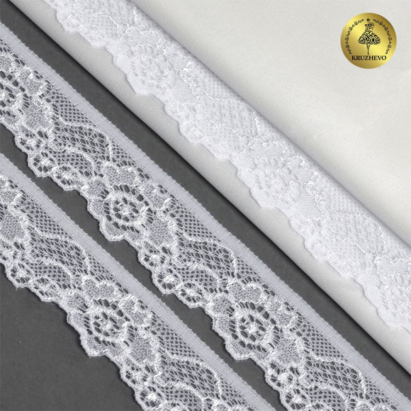 Кружево-стрейч KRUZHEVO арт.TBY.L839 шир.30мм цв.01 белый уп.500м