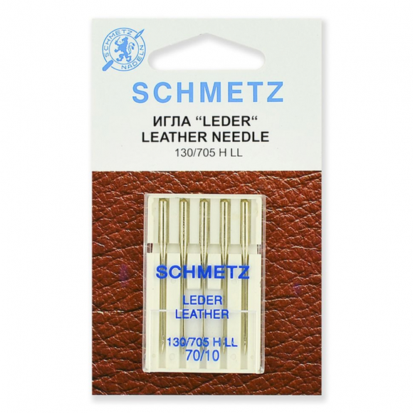 Иглы для бытовых швейных машин Schmetz для кожи 130/705H LL №70, уп.5 игл Иглы для бытовых швейных машин Schmetz для кожи 130/705H LL №70, уп.5 игл