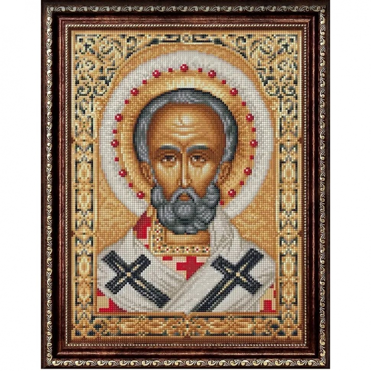 Набор для изготовления картин АЛМАЗНАЯ ЖИВОПИСЬ арт.АЖ.1839 Икона Николай Чудотворец 30х40 см