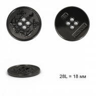 Пуговицы металл TBY.L-1226-5 цв.черный 28L = 18 мм, 4прокола, 36шт