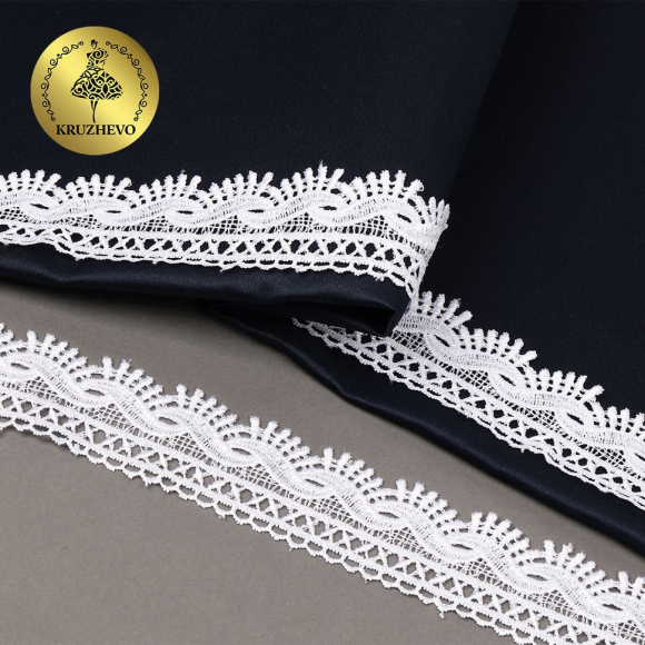 Кружево гипюр KRUZHEVO арт.TR.16GB2005 шир.40мм цв.1 белый уп.9м