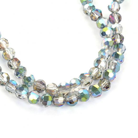 Бусины граненые Рондель (стекло) на нитях арт.TBY-R-2  6мм  цв.91 прозрачный мульти уп.50х100 бусин