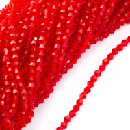 Бусины граненые Биконус (стекло) на нитях арт.TBY-K-2 4х4мм отвер.1мм цв.27 красный уп.3х110 бусин