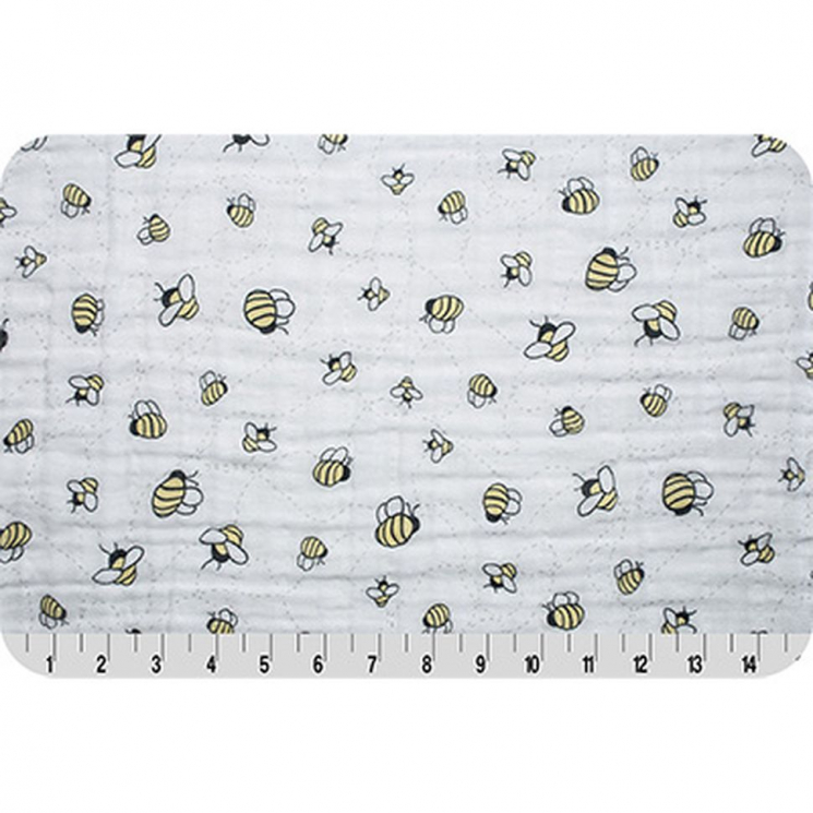 Ткань для пэчворка PEPPY Embrace (марлевка) 120 г/м? 100% хлопок цв.bees-a-buzz banana уп.100х125 см