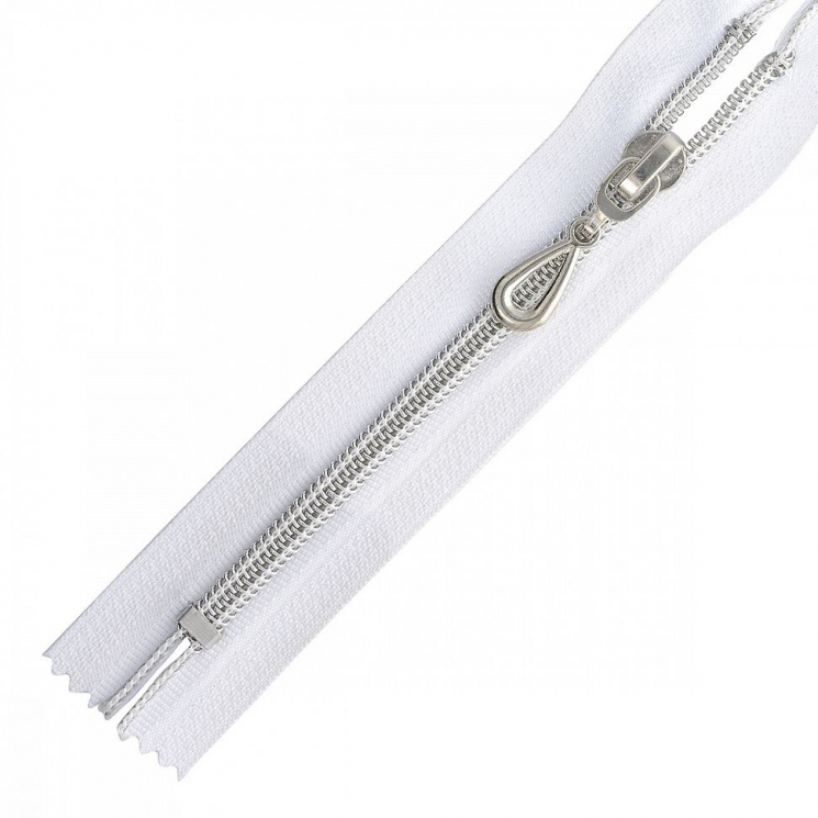 Молния MaxZipper пласт. №5 декор. н/р 18см замок N-5127 цв.БЕЛ/СЕР уп.50шт