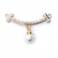 Украшение пришивное металл со стразами и жемчугом арт.UF.345 63х45мм цв.золото уп.10шт