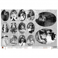 92231_Рисовая бумага А4 "Ретро-дети. Медальоны"