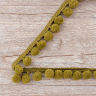 Тесьма с помпонами, диаметр 10 мм, цвет хаки