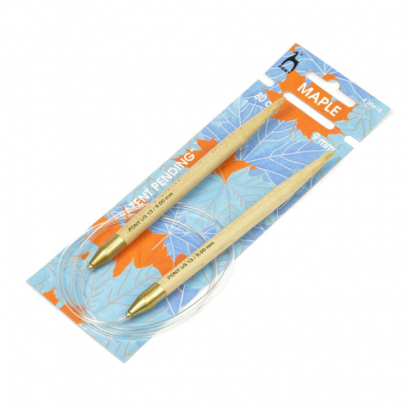 30418 PONY Спицы круговые для вязания 9,00 мм/ 80 см, клён