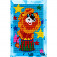 Набор для вышивания с пряжей BAMBINI арт.X2314 Лев в цирке 15х25 см