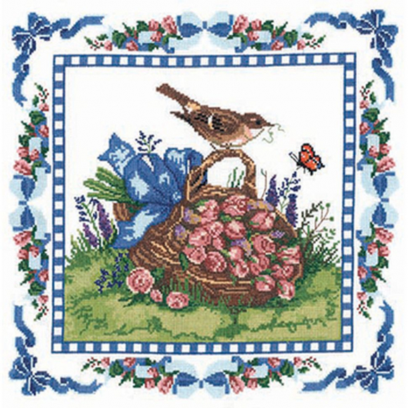 Набор для вышивания подушки CANDAMAR DESIGNS арт.51569 Весенний дрозд 35,6 x 35,6 см