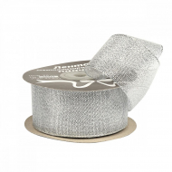 Лента IDEAL с люрексом арт.ТВ-ЛЮР шир.38мм цв.серебро уп.22,85 м