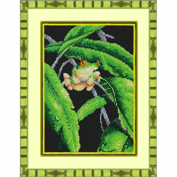 Набор для вышивания бисером ПАУТИНКА арт.Б-1455 Древесная Лягушка 28х20 см