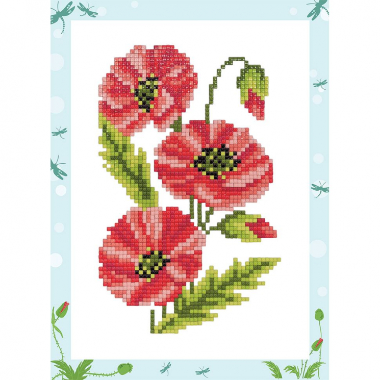 Кристальная мозаика ФРЕЯ арт.ALVS-008 Маки (мини-картинка) 14х19,5 см