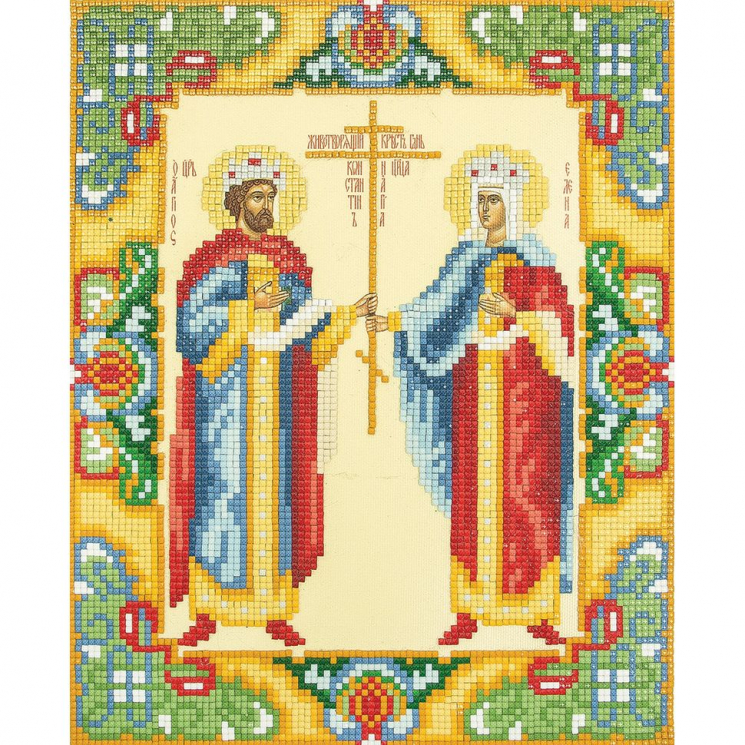 Кристальная мозаика на холсте ФРЕЯ арт.ALVR-09 084 Икона Святых Равноапостольных царя Константина и царицы Елены 22х27 см