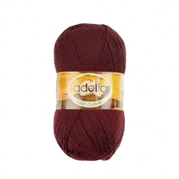 Пряжа ADELIA JAKE CLASSIC (75% шерсть, 25% нейлон) 5х100г/410м цв.08 т.бордовый Пряжа ADELIA JAKE CLASSIC (75% шерсть, 25% нейлон) 5х100г/410м цв.08 т.бордовый