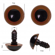 Глаза круглые выпуклые полупрозрачные TBY 8мм цв.коричневые (без заглушек) уп.200шт