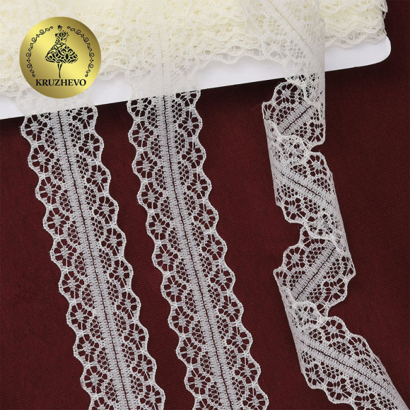 Кружево-трикотаж KRUZHEVO арт.TBY 1659-1 шир.30мм цв.02 молочный, уп.27,4м