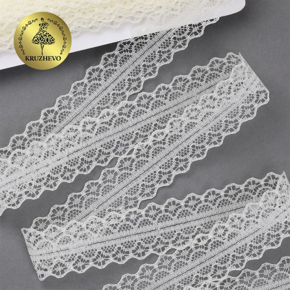 Кружево-трикотаж KRUZHEVO арт.TBY 1659-1 шир.30мм цв.02 молочный, уп.27,4м