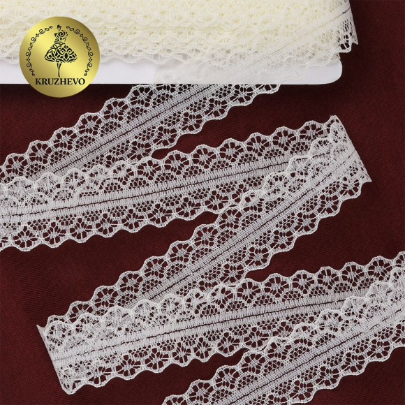 Кружево-трикотаж KRUZHEVO арт.TBY 1659-1 шир.30мм цв.02 молочный, уп.27,4м