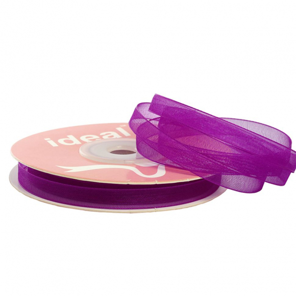 Лента капрон (органза) IDEAL шир.6мм цв.1032 т.сиреневый уп.27,4 м