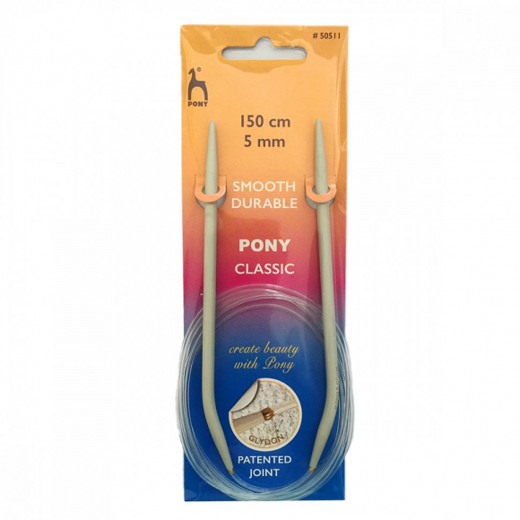 50511 PONY Спицы круговые для вязания 5,00 мм/150 см, алюминий