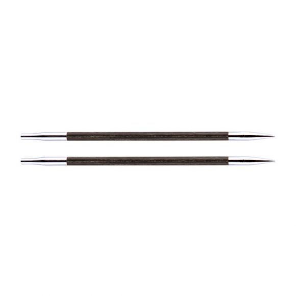 29276 Knit Pro Спицы съемные для вязания Royale 4,5мм для длины тросика 20см, ламинированная береза, серый оникс, 2шт