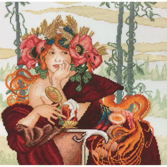 Набор для вышивания МАРЬЯ ИСКУСНИЦА арт.04.010.03 Красавица Осень, по рисунку А. Муха 30х30 см