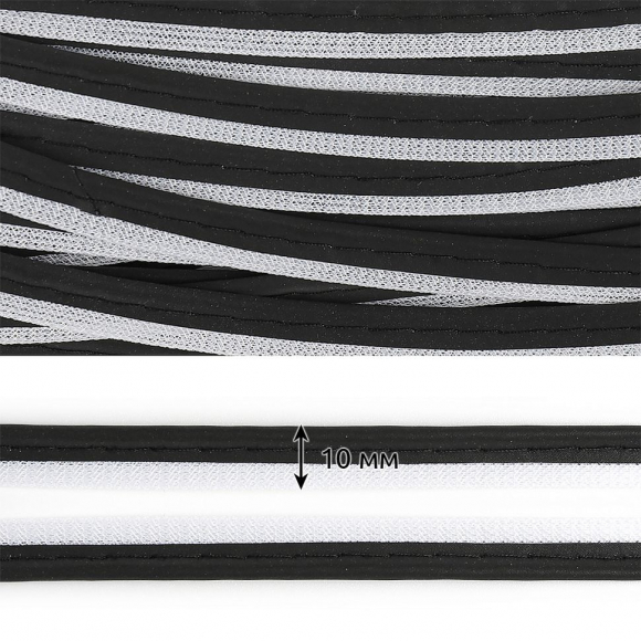 Кант светоотражающий TBY 10мм отр.R400 арт.6115 100% пэ цв.черный уп.100м