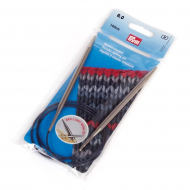 212186 PRYM Спицы круговые для вязания с гибкой черной леской 6мм 100см алюминий уп.1шт