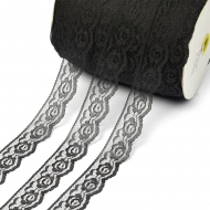 Кружево-трикотаж арт.TBY T-003 шир.28мм цв.черный уп.365,76м