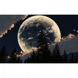 Алмазная мозаика Ah5226 Луна за облаками 40х60