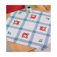 Набор для вышивания PERMIN арт.44-3109 Скатерть Красная роза и синие цветы 85х85 см